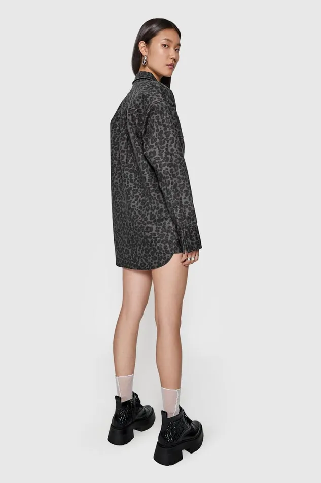 Women Rebecca Minkoff Dresses Alfie Leopard Utility Dress Grey Leopard Women Rebecca Minkoff Dresses Alfie Leopard Utility Dress Grey Leopard