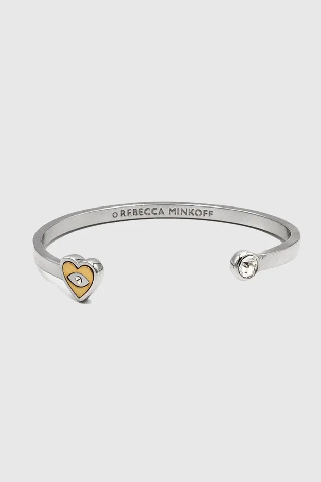 Women Rebecca Minkoff Jewelry Evil Eye Heart Open Cuff Gold Silver