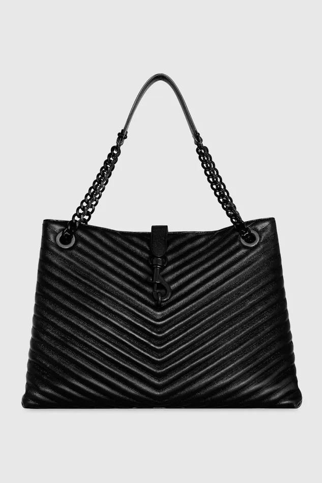 Women Rebecca Minkoff Shoulder Bags Edie Tote Blackblack Shellac
