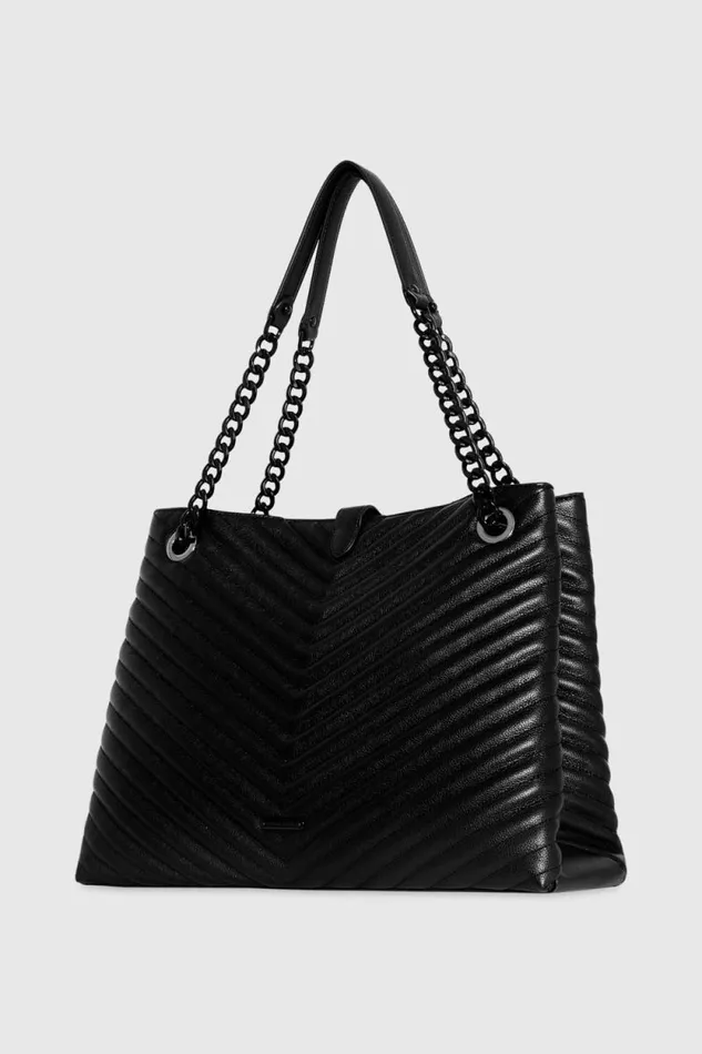 Women Rebecca Minkoff Shoulder Bags Edie Tote Blackblack Shellac Women Rebecca Minkoff Shoulder Bags Edie Tote Blackblack Shellac