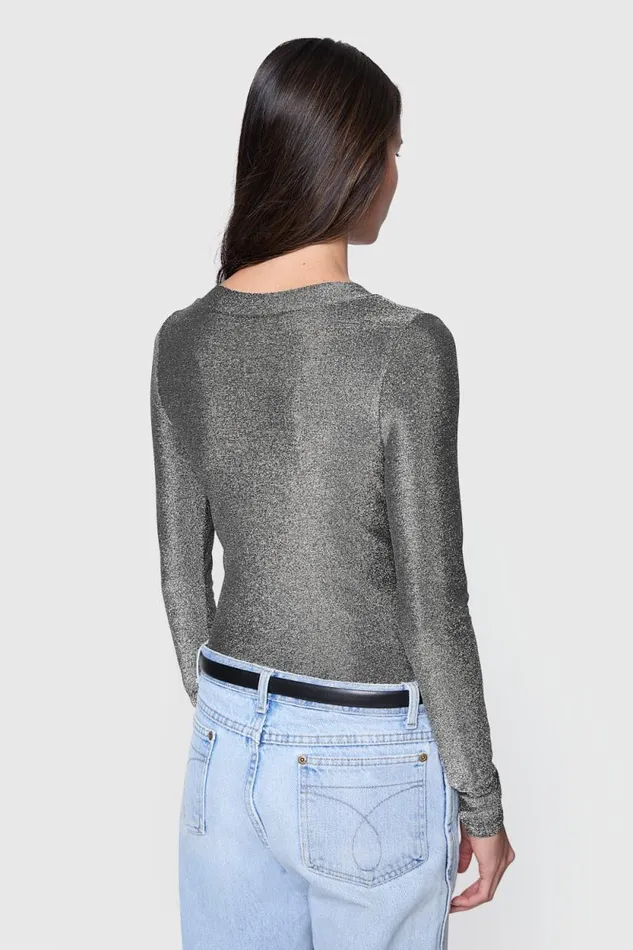 Women Rebecca Minkoff Tops Alyssa Bodysuit Gunmetal Women Rebecca Minkoff Tops Alyssa Bodysuit Gunmetal