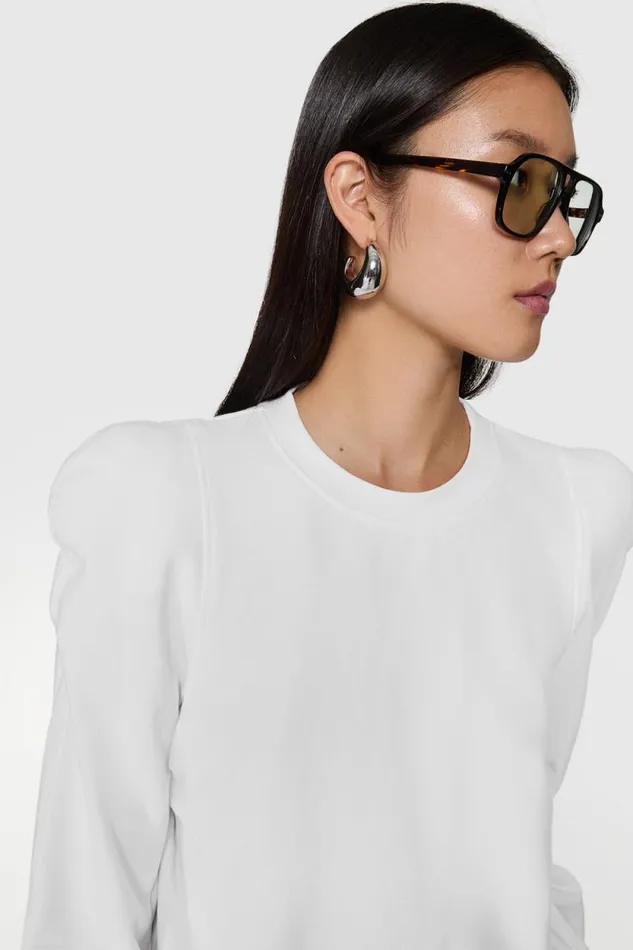 Women Rebecca Minkoff Tops Jade Sculpted Sweatshirt Bright White Women Rebecca Minkoff Tops Jade Sculpted Sweatshirt Bright White