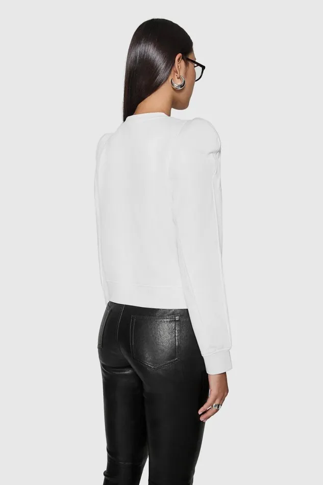 Women Rebecca Minkoff Tops Jade Sculpted Sweatshirt Bright White Women Rebecca Minkoff Tops Jade Sculpted Sweatshirt Bright White