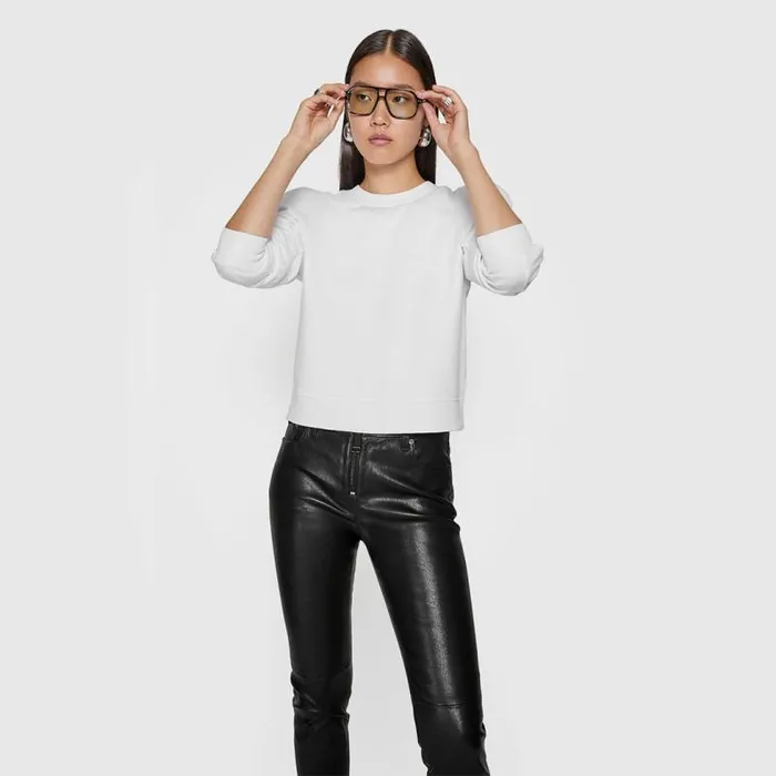 Women Rebecca Minkoff Tops Jade Sculpted Sweatshirt Bright White Women Rebecca Minkoff Tops Jade Sculpted Sweatshirt Bright White