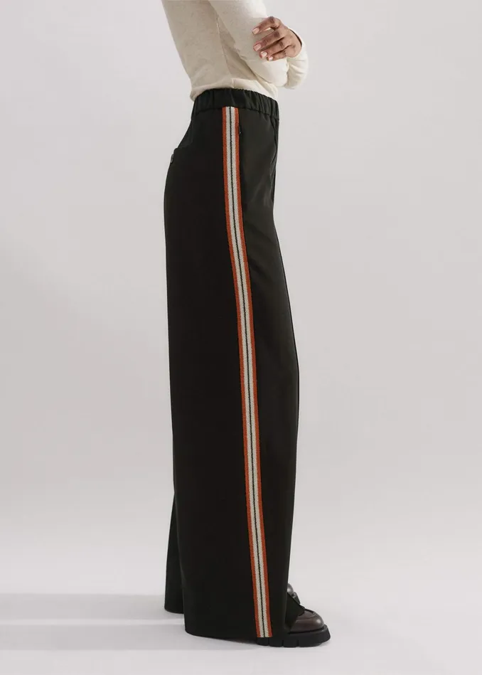 Women RegularLength Side Stripe Track Pant Black MEEM