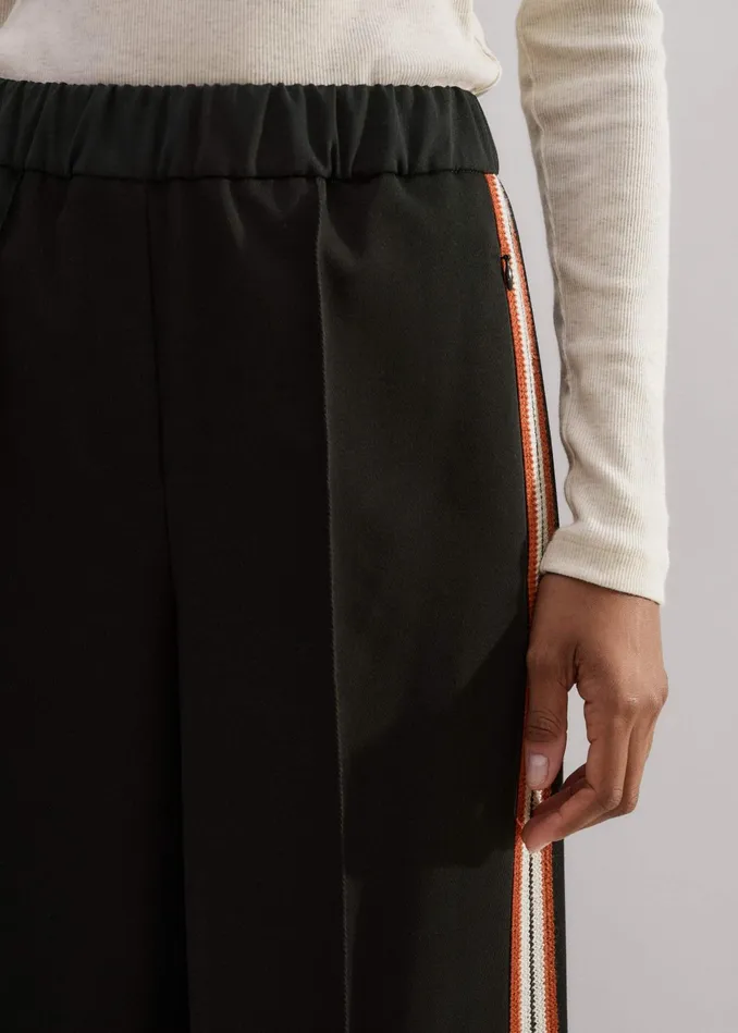 Women RegularLength Side Stripe Track Pant Black MEEM