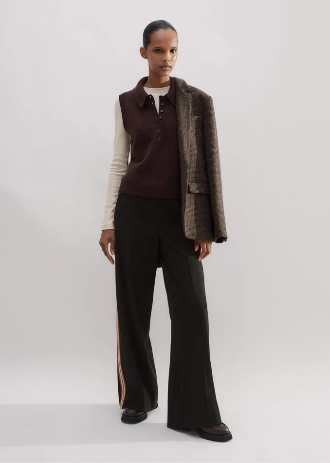 Women RegularLength Side Stripe Track Pant Black MEEM