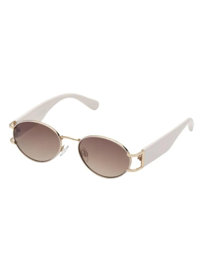 Women Retro Vintage Metal Oval Sunglasses In Cream Jessica Simpson Earrings