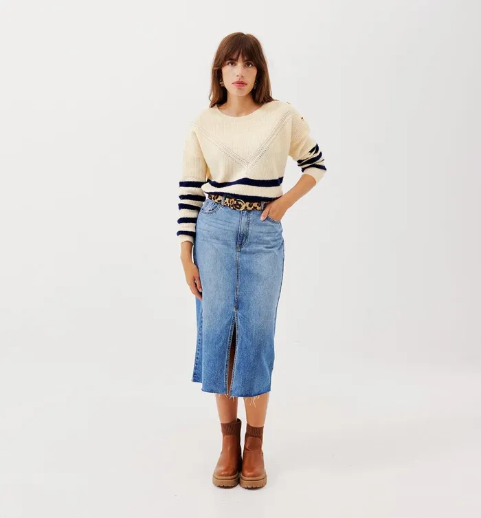 Women Ribbed Oversized Jumper 8211 Navy Blue Stripes Promod Jumpers And Cardigans Women Ribbed Oversized Jumper 8211 Navy Blue Stripes Promod Jumpers And Cardigans