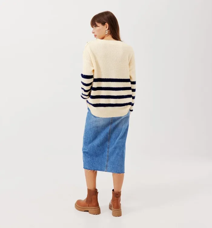 Women Ribbed Oversized Jumper 8211 Navy Blue Stripes Promod Jumpers And Cardigans Women Ribbed Oversized Jumper 8211 Navy Blue Stripes Promod Jumpers And Cardigans