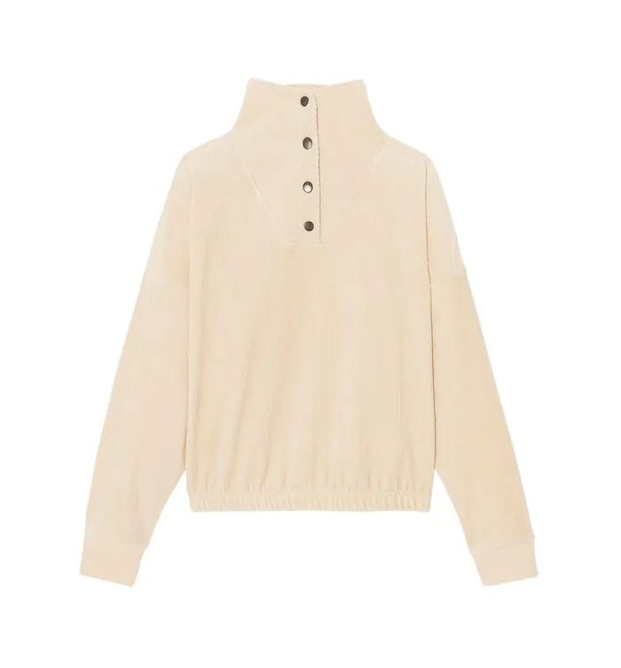 Women Ribbed Velours Sweatshirt 8211 Ecru Promod Jumpers And Cardigans Women Ribbed Velours Sweatshirt 8211 Ecru Promod Jumpers And Cardigans
