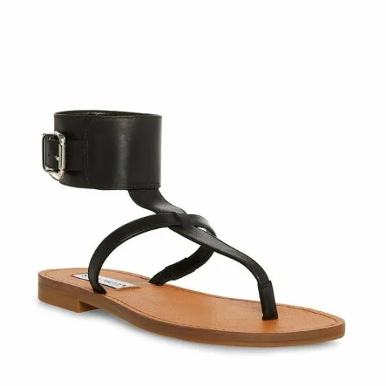 Women RICO BLACK LEATHER Black Leather Steve Madden Sandals Women RICO BLACK LEATHER Black Leather Steve Madden Sandals