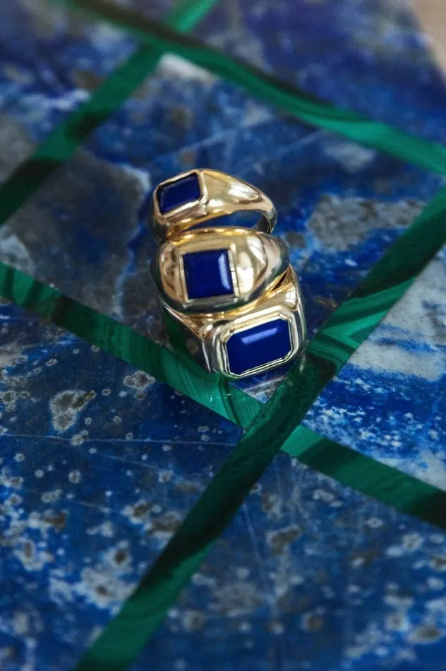 Women Rings Gabriela Hearst Large Ring In 18k Gold and Lapis Stone