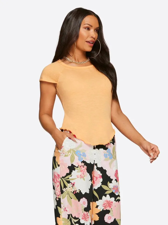 Women Rivers Baby Tee In Mock Orange Jessica Simpson Tops and Tees