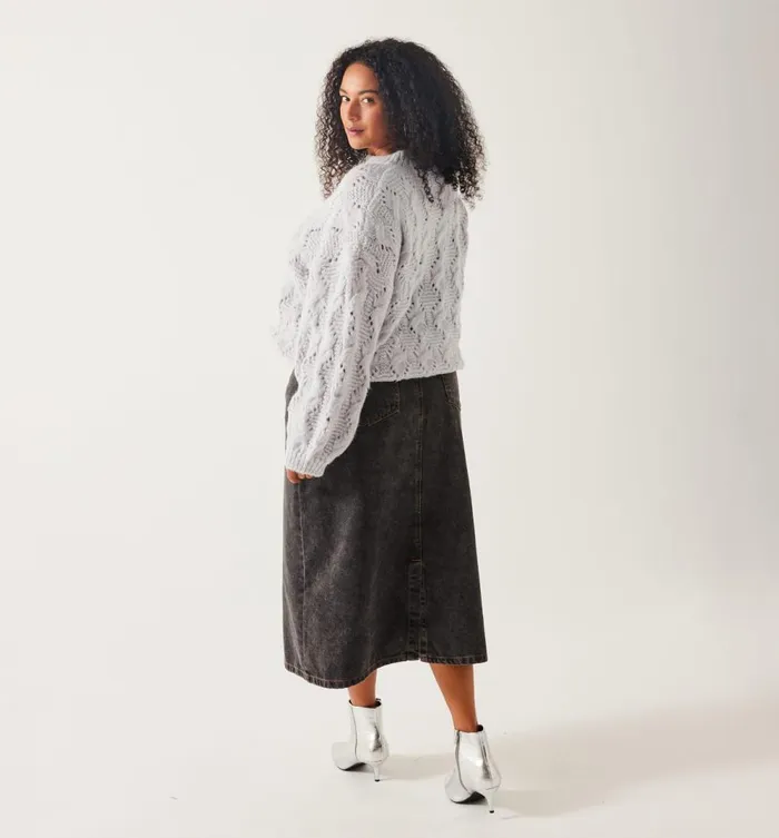 Women RoundNeck CableKnit Jumper 8211 Light Grey Promod Jumpers And Cardigans Women RoundNeck CableKnit Jumper 8211 Light Grey Promod Jumpers And Cardigans