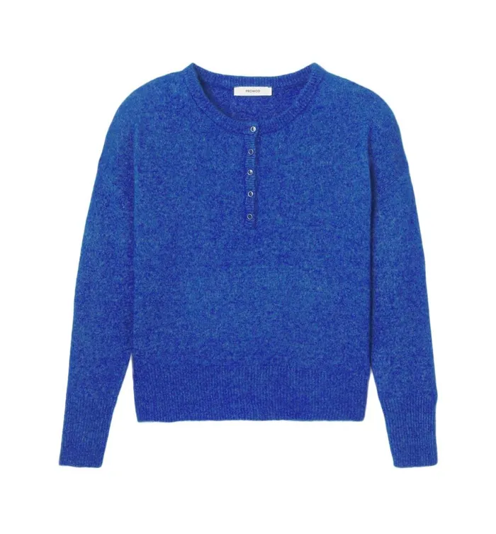 Women RoundNeck Jumper With Buttons 8211 Blue Promod Jumpers And Cardigans Women RoundNeck Jumper With Buttons 8211 Blue Promod Jumpers And Cardigans