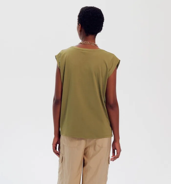 Women RoundNeck Top 8211 Khaki Print Promod Tops Women RoundNeck Top 8211 Khaki Print Promod Tops