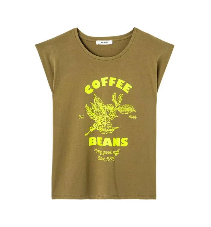 Women RoundNeck Top 8211 Khaki Print Promod Tops Women RoundNeck Top 8211 Khaki Print Promod Tops
