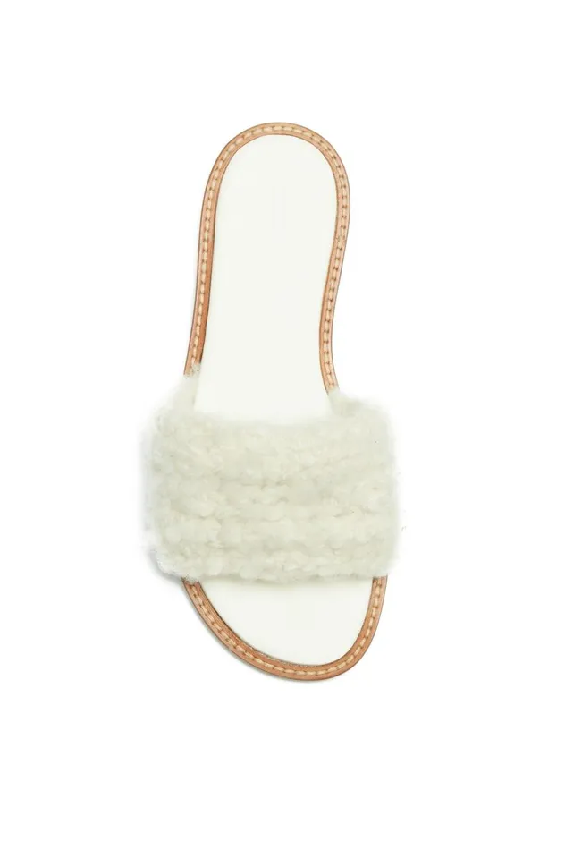Women Sandals Gabriela Hearst Ballast Slide Sandal In Ivory Cashmere