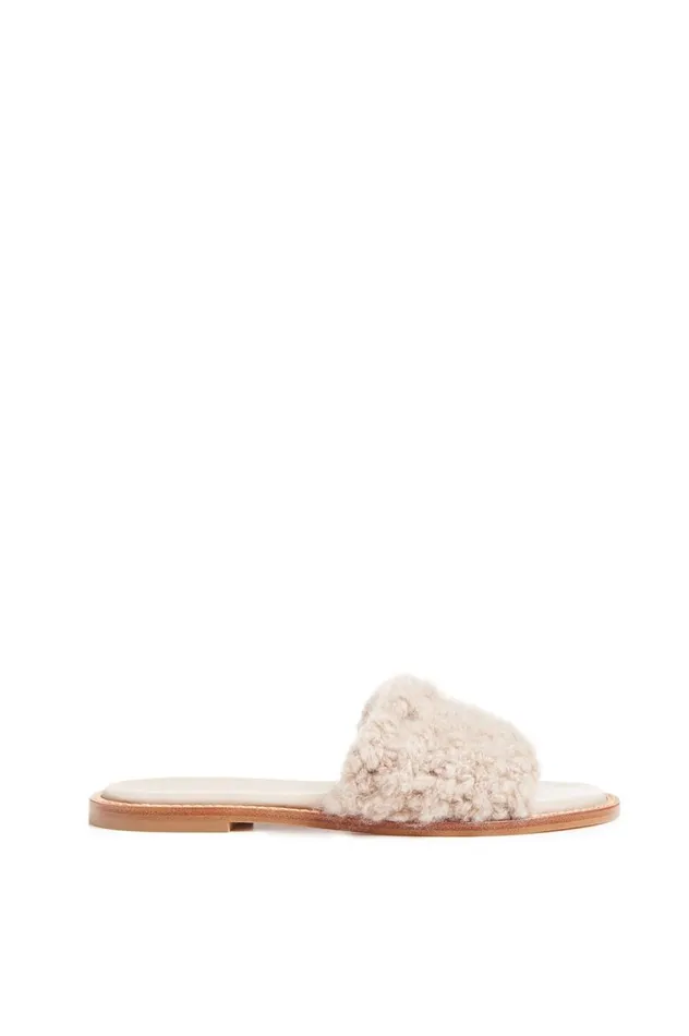 Women Sandals Gabriela Hearst Ballast Slide Sandal In Oatmeal Leather and Cashmere