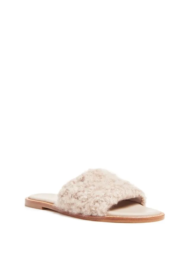 Women Sandals Gabriela Hearst Ballast Slide Sandal In Oatmeal Leather and Cashmere