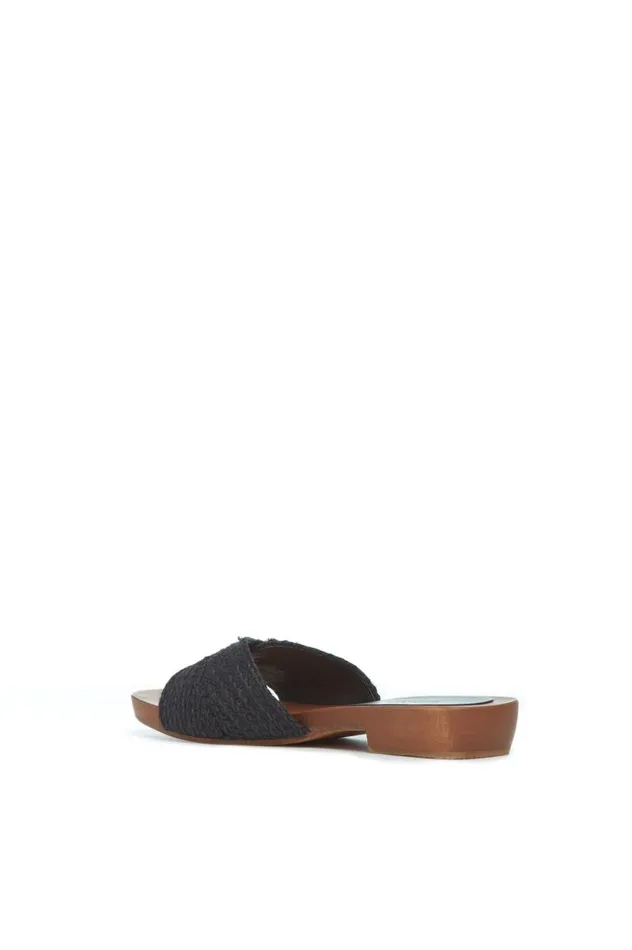 Women Sandals Gabriela Hearst Clover Slide Sandal In Black Leather Jute
