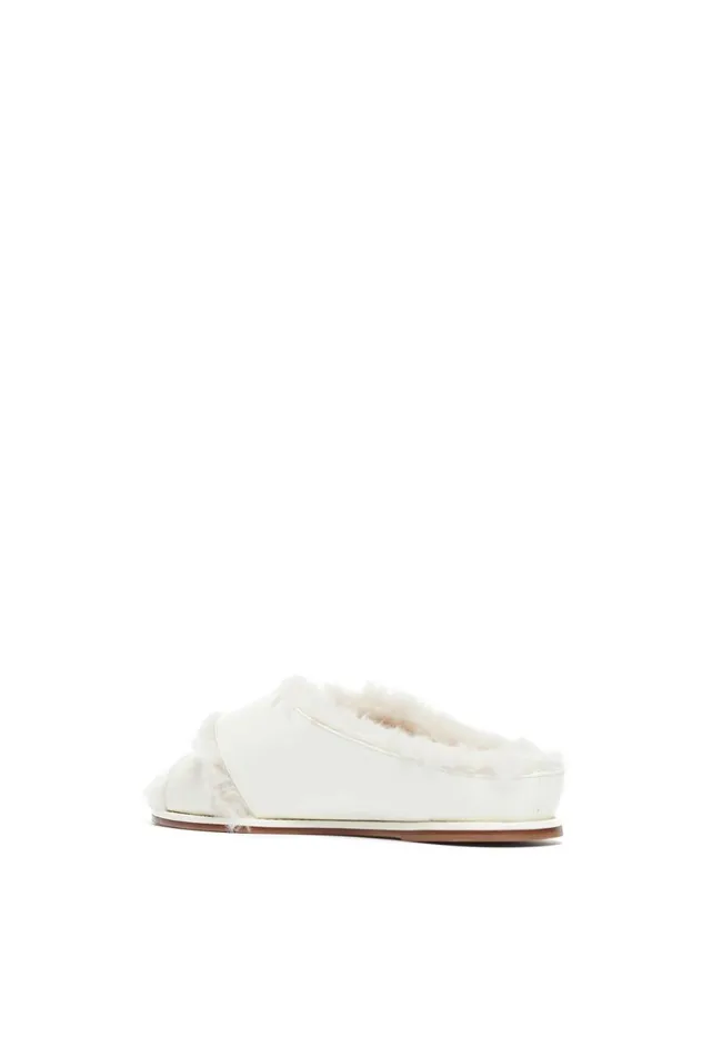 Women Sandals Gabriela Hearst Ellington Flat Slide In Cream Wool Fur