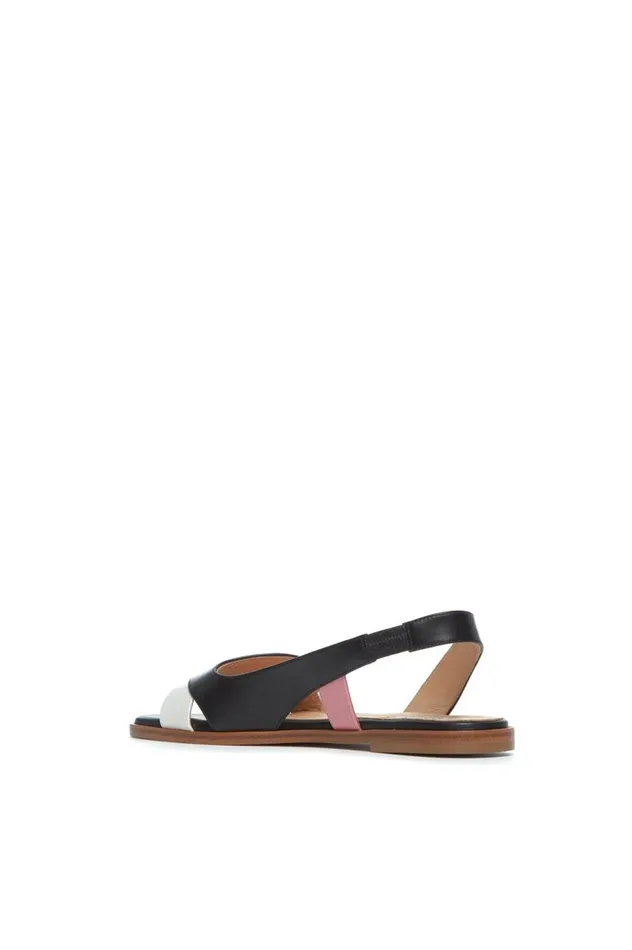 Women Sandals Gabriela Hearst Pippa Flat Sandal In Black and Ivory Leather