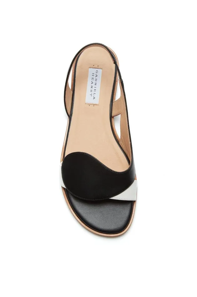 Women Sandals Gabriela Hearst Pippa Flat Sandal In Black and Ivory Leather