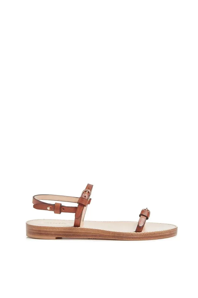 Women Sandals Gabriela Hearst Steward Flat Sandal In Cognac Leather