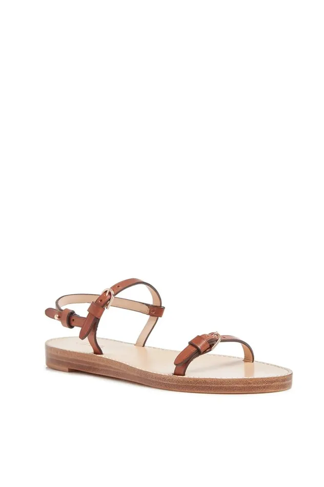 Women Sandals Gabriela Hearst Steward Flat Sandal In Cognac Leather