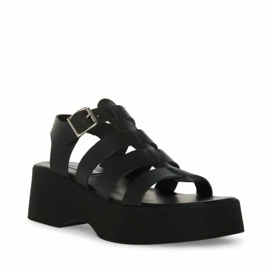 Women SARAI BLACK LEATHER Black Leather Steve Madden Sandals
