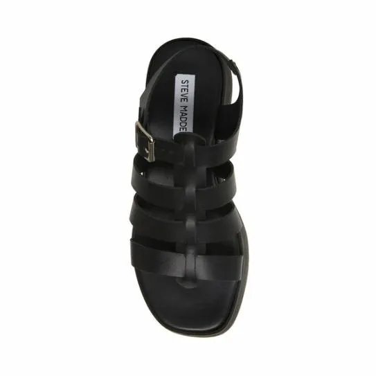Women SARAI BLACK LEATHER Black Leather Steve Madden Sandals