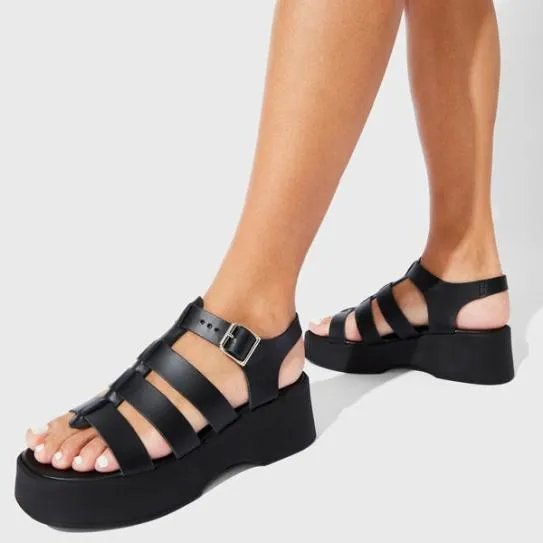 Women SARAI BLACK LEATHER Black Leather Steve Madden Sandals