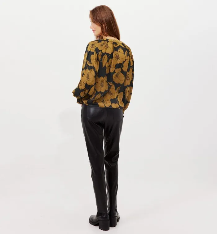 Women Satin Blouse 8211 Black Print Promod Shirts And Tunics Women Satin Blouse 8211 Black Print Promod Shirts And Tunics