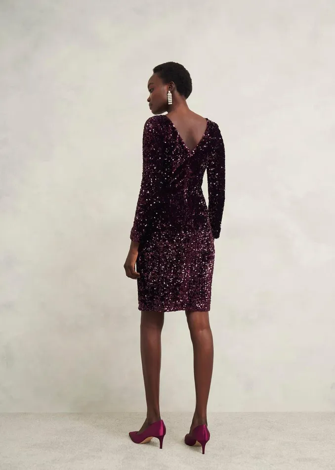 Women Sawyer Sequin Dress Warm Plum Hobbs Dresses and Jumpsuits