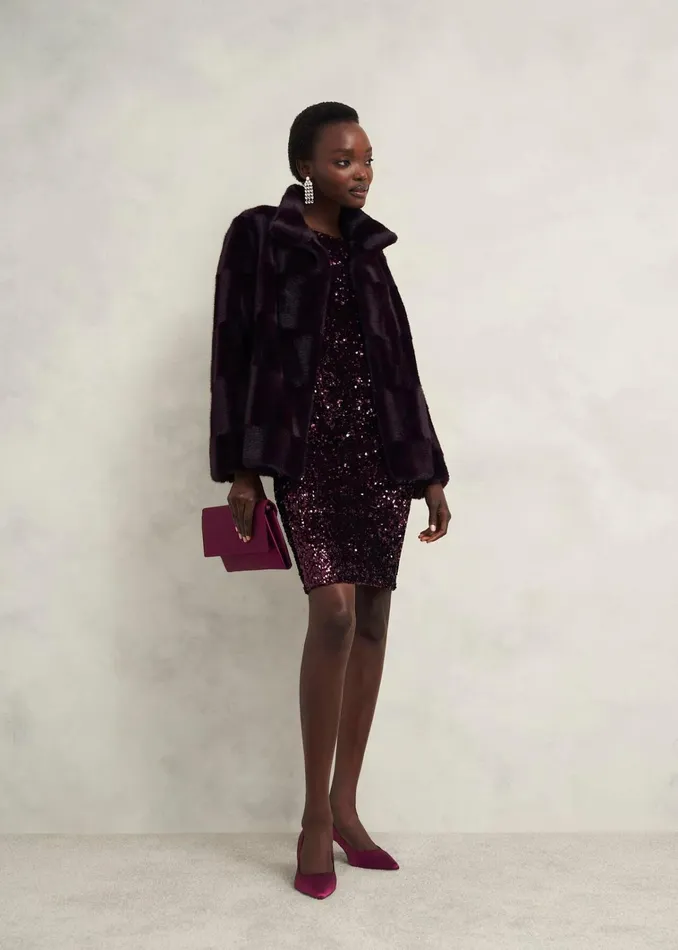 Women Sawyer Sequin Dress Warm Plum Hobbs Dresses and Jumpsuits