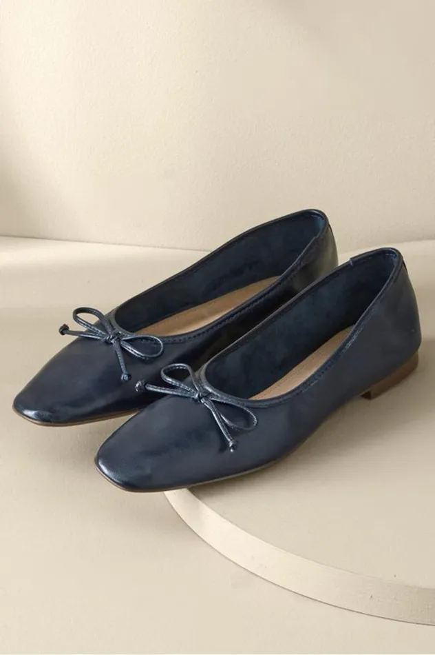 Women Schutz Arissa Bow Ballet Flat Navy Moon Soft Surroundings Shoes