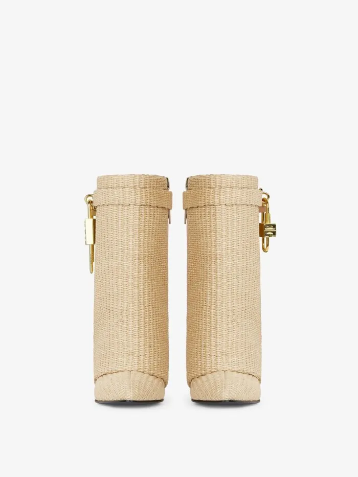 Women Shark Lock Givenchy Shark Lock Ankle Boots In Raffia Beige Women Shark Lock Givenchy Shark Lock Ankle Boots In Raffia Beige