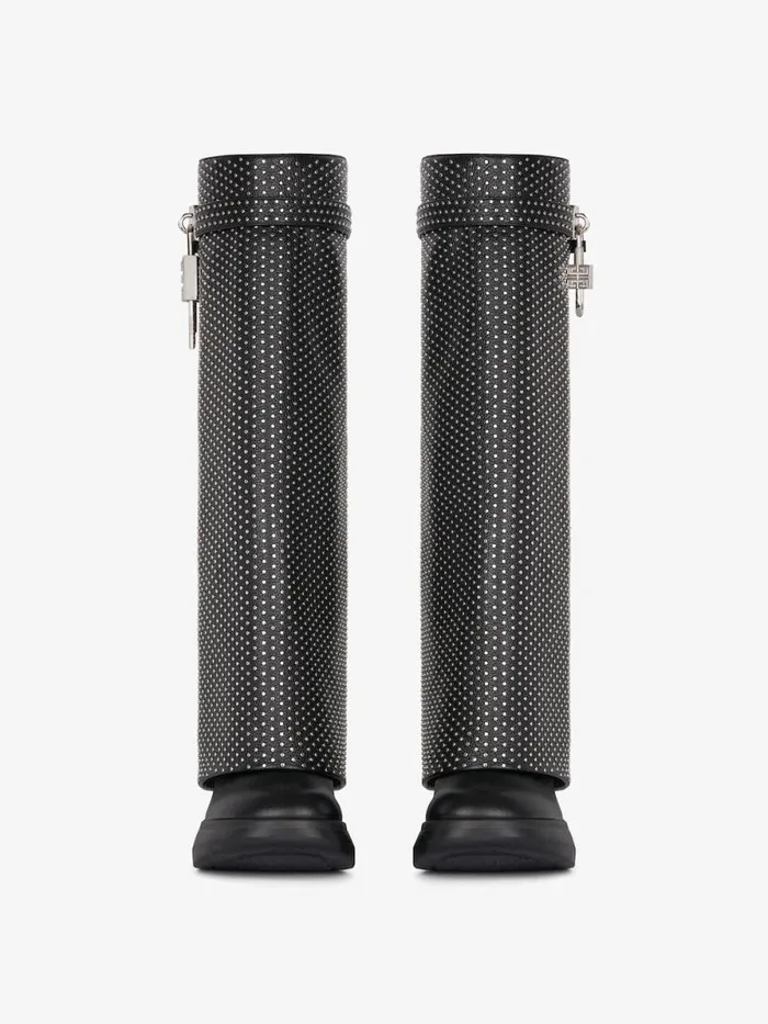 Women Shark Lock Givenchy Shark Lock Biker Boots In Grained Leather With Studs Black Women Shark Lock Givenchy Shark Lock Biker Boots In Grained Leather With Studs Black