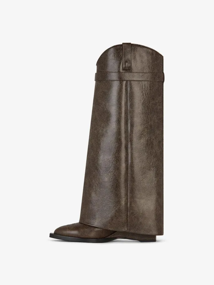 Women Shark Lock Givenchy Shark Lock Cowboy Boots In Leather Walnut Brown Women Shark Lock Givenchy Shark Lock Cowboy Boots In Leather Walnut Brown