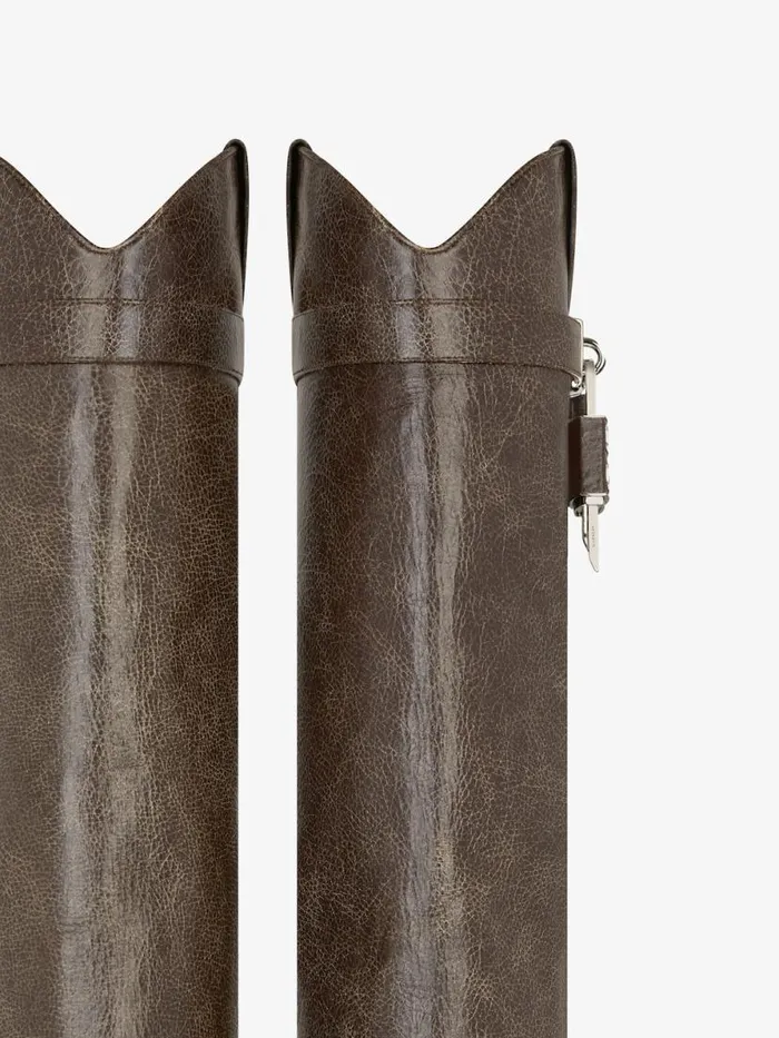 Women Shark Lock Givenchy Shark Lock Cowboy Boots In Leather Walnut Brown Women Shark Lock Givenchy Shark Lock Cowboy Boots In Leather Walnut Brown