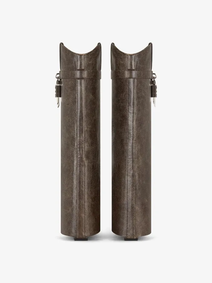 Women Shark Lock Givenchy Shark Lock Cowboy Boots In Leather Walnut Brown Women Shark Lock Givenchy Shark Lock Cowboy Boots In Leather Walnut Brown