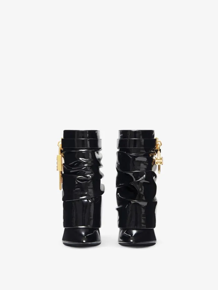 Women Shark Lock Givenchy Shark Lock Stiletto Ankle Boots In Latex Black