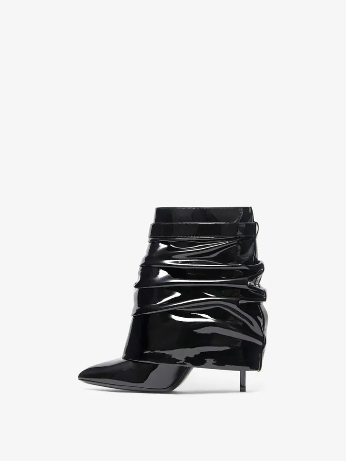Women Shark Lock Givenchy Shark Lock Stiletto Ankle Boots In Latex Black