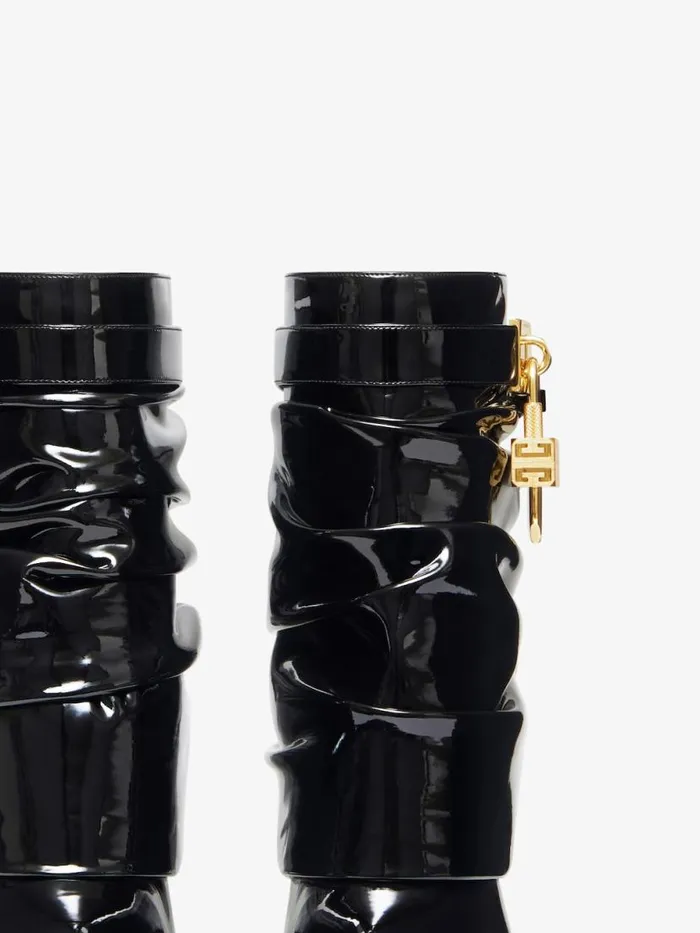 Women Shark Lock Givenchy Shark Lock Stiletto Ankle Boots In Latex Black