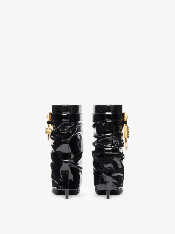 Women Shark Lock Givenchy Shark Lock Stiletto Ankle Boots In Latex Black