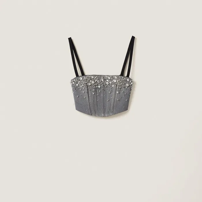 Women Shirts And Tops Miu Miu Denim Top Grey