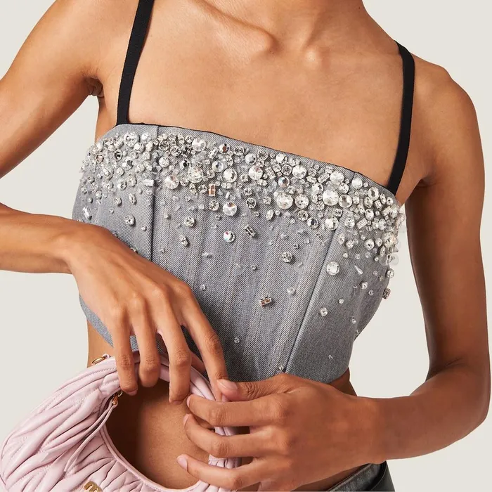 Women Shirts And Tops Miu Miu Denim Top Grey Women Shirts And Tops Miu Miu Denim Top Grey