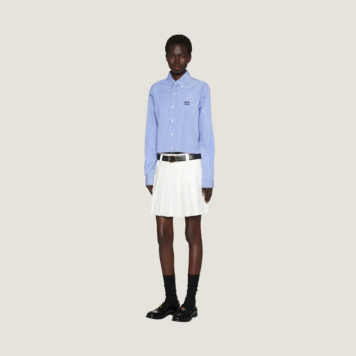 Women Shirts And Tops Miu Miu Poplin Shirt Sapphire Blue Women Shirts And Tops Miu Miu Poplin Shirt Sapphire Blue